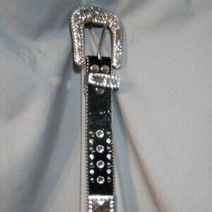 Rhinestone Embellished Black Belt